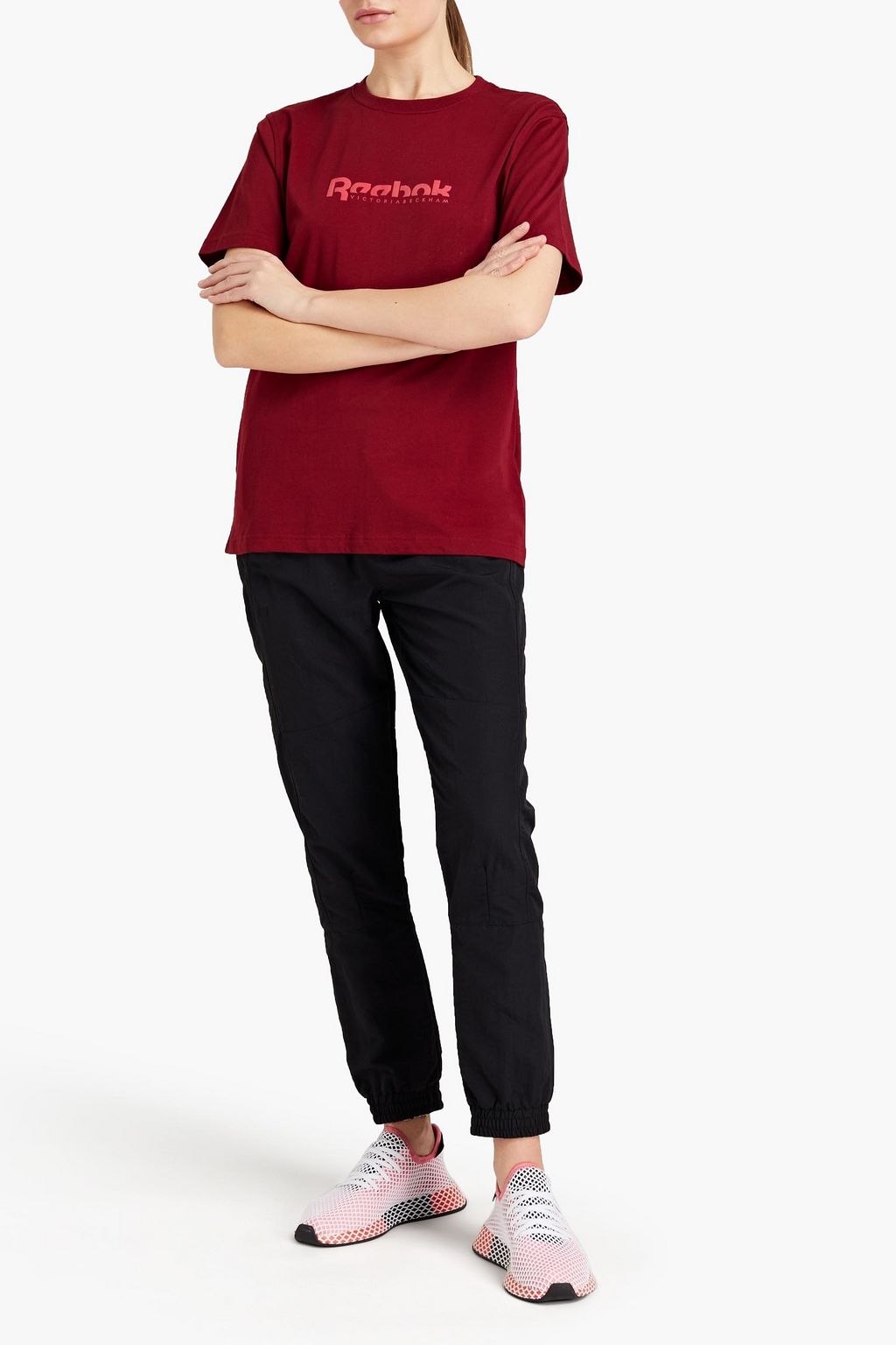 REEBOK X VICTORIA BECKHAM Printed cotton-jersey T-shirt