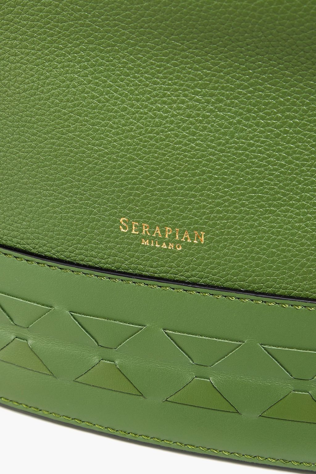 SERAPIAN Tasseled pebbled and mosaico leather bucket bag
