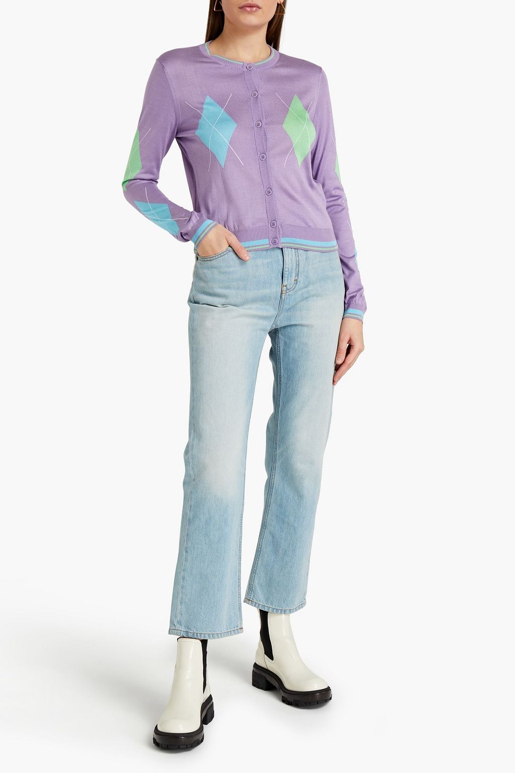 VERSACE Argyle silk cardigan