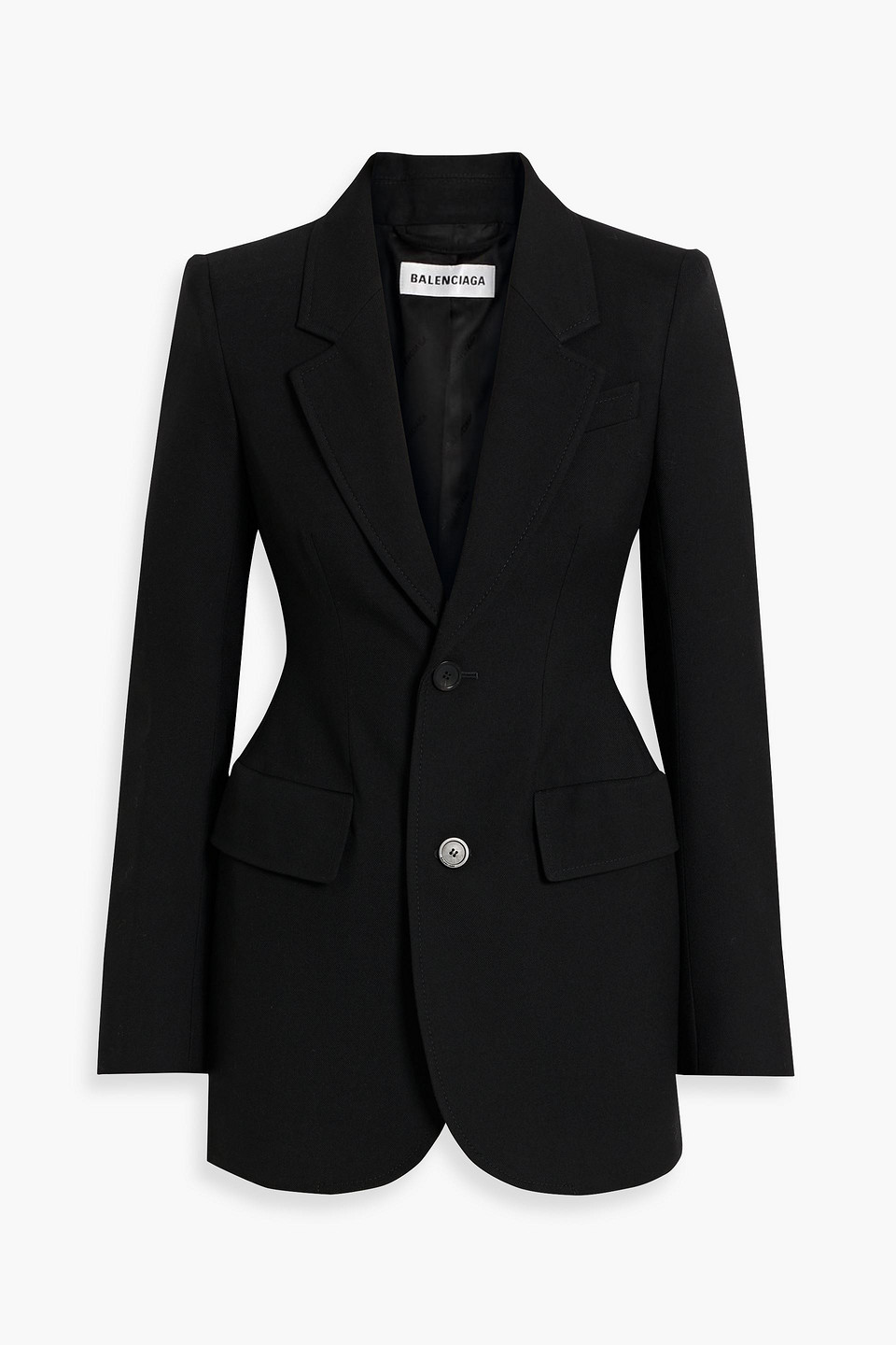 Balenciaga Structured Wool Blazer Jacket With Padded Shoulders In Black