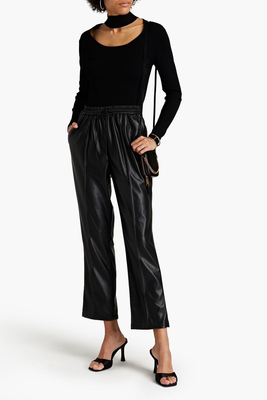 SIMKHAI Cropped faux leather tapered pants