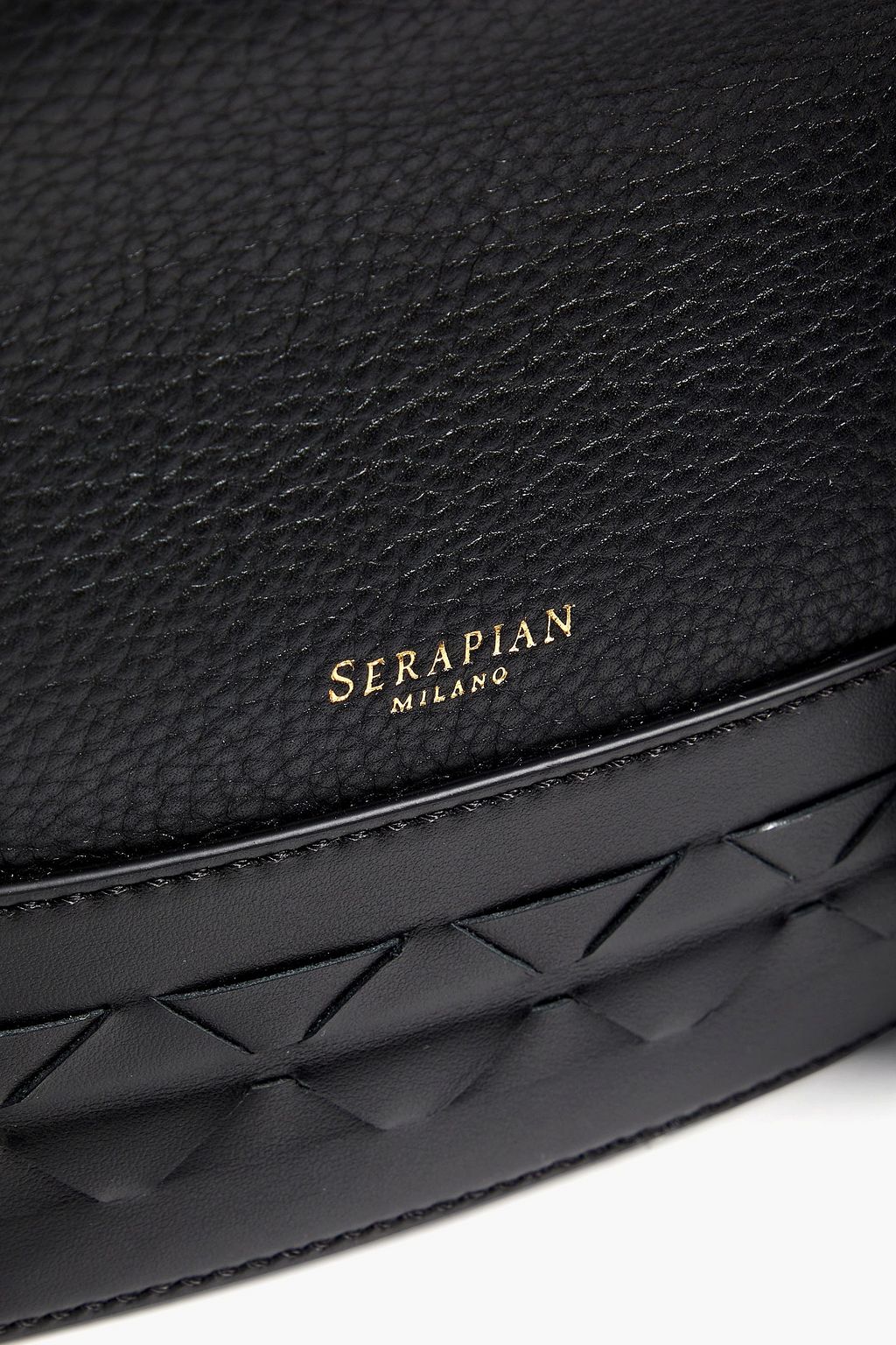 SERAPIAN Tasseled pebbled and mosaico leather bucket bag