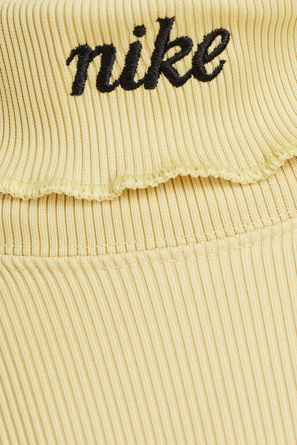NIKE Embroidered ribbed jersey turtleneck top