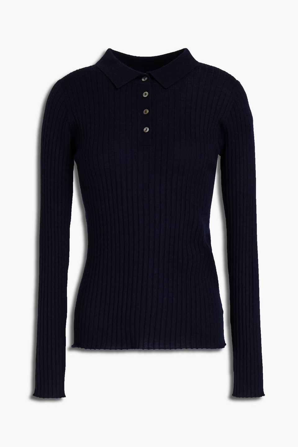 n.peal - ribbed cashmere polo shirt - blue - m