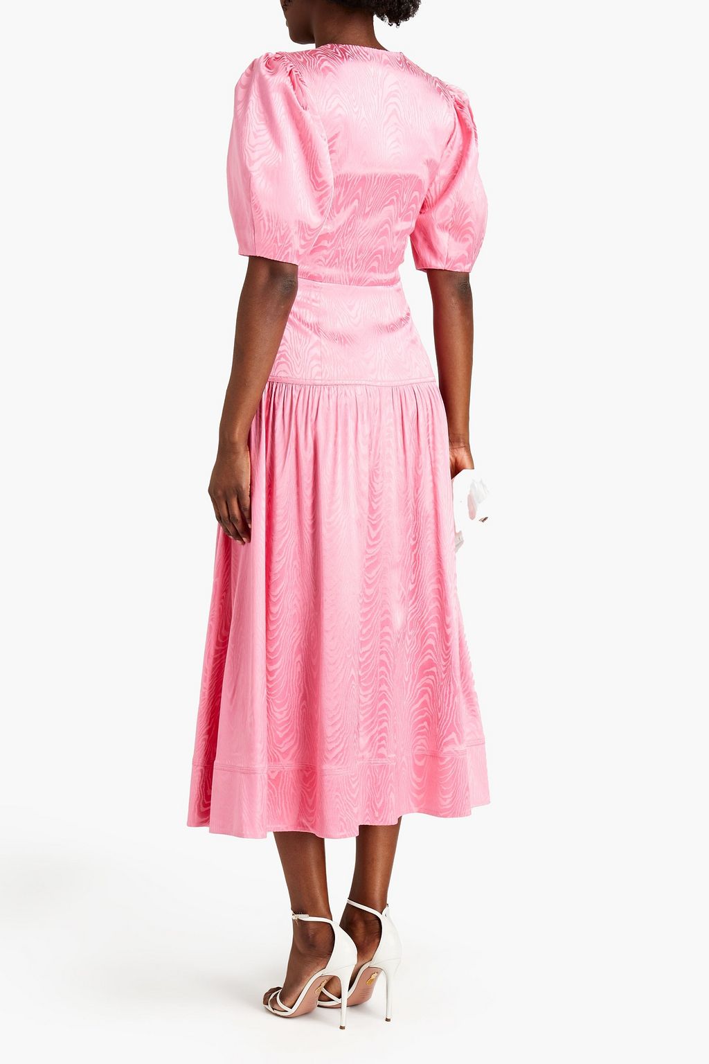 SIMKHAI Gathered moire midi dress