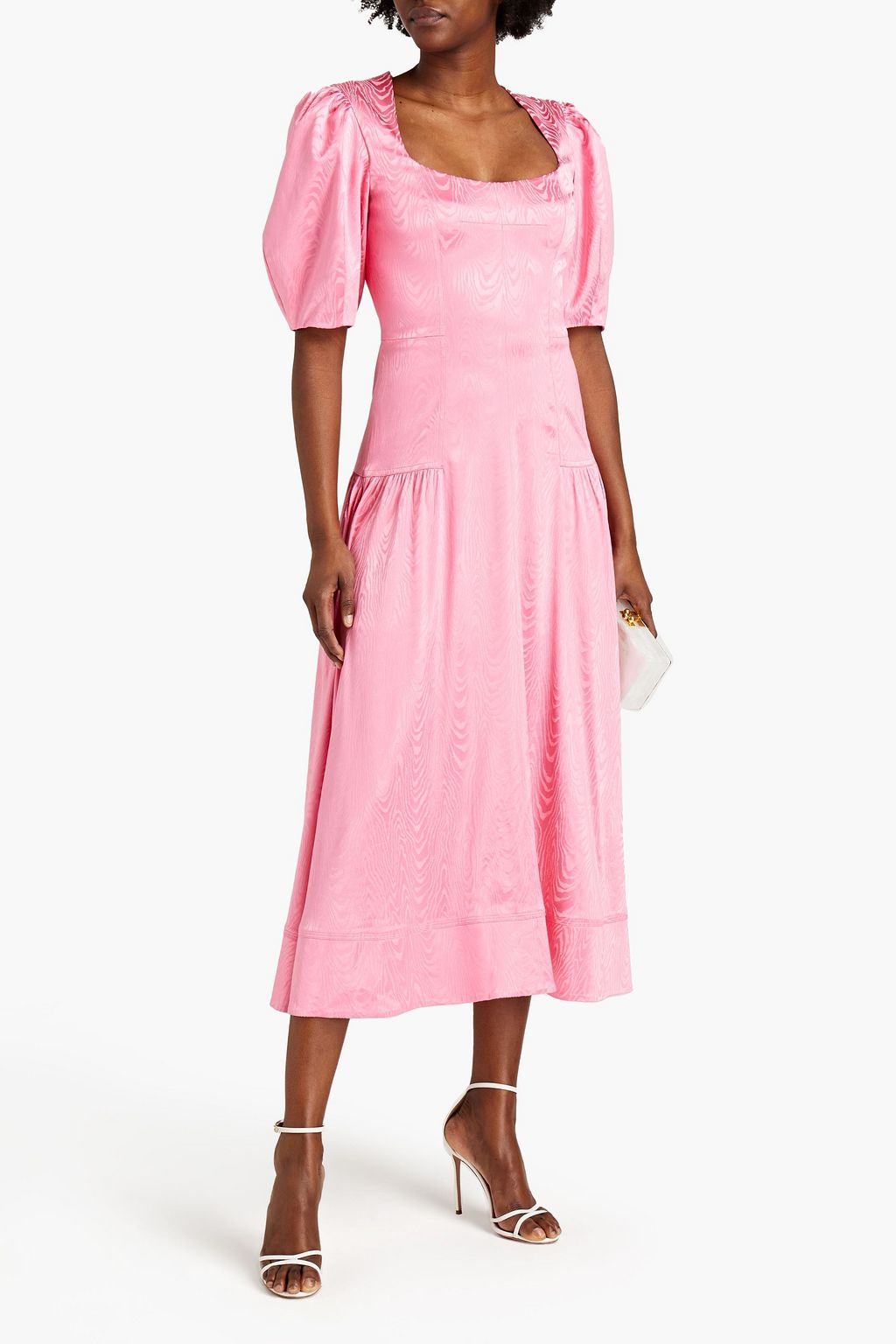 SIMKHAI Gathered moire midi dress