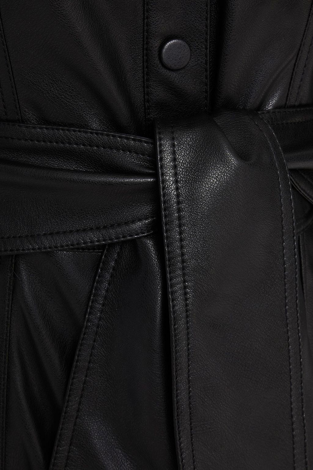 SIMKHAI Tie-front faux leather mini shirt dress