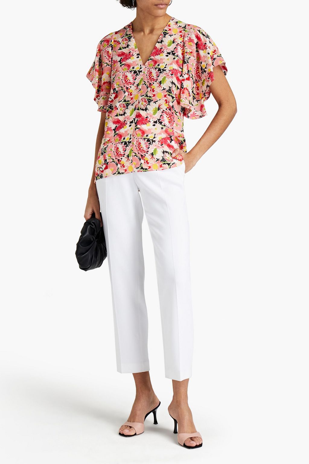 STELLA MCCARTNEY Floral-print silk crepe de chine top