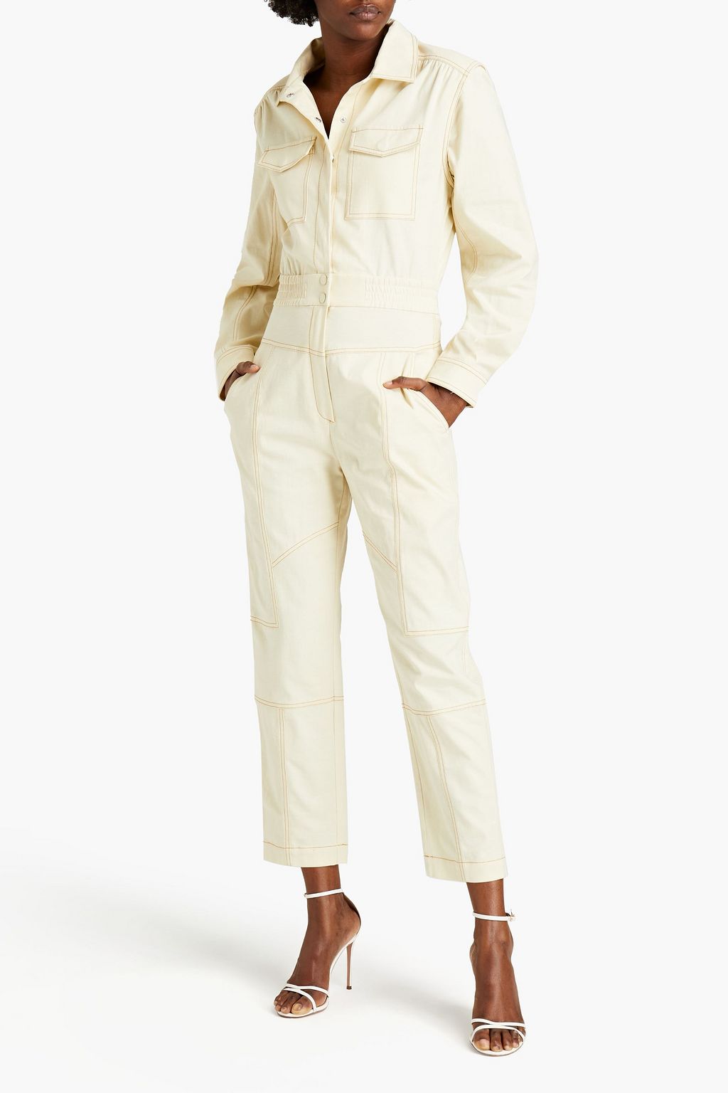 SIMKHAI Gathered slub woven jumpsuit