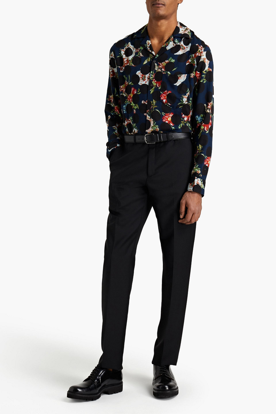 Acne Studios Man Printed Twill Shirt In Black