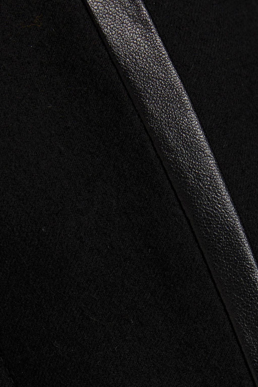SAINT LAURENT Leather-trimmed wool-felt wrap skirt