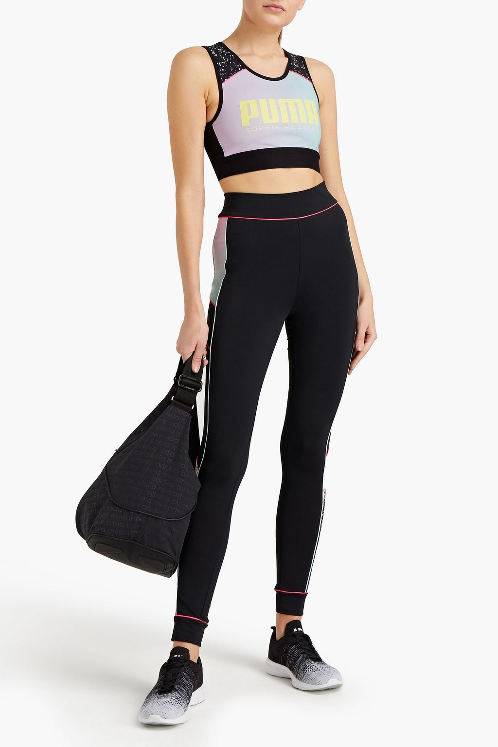 PUMA X SOPHIA WEBSTER Mesh-trimmed printed stretch leggings