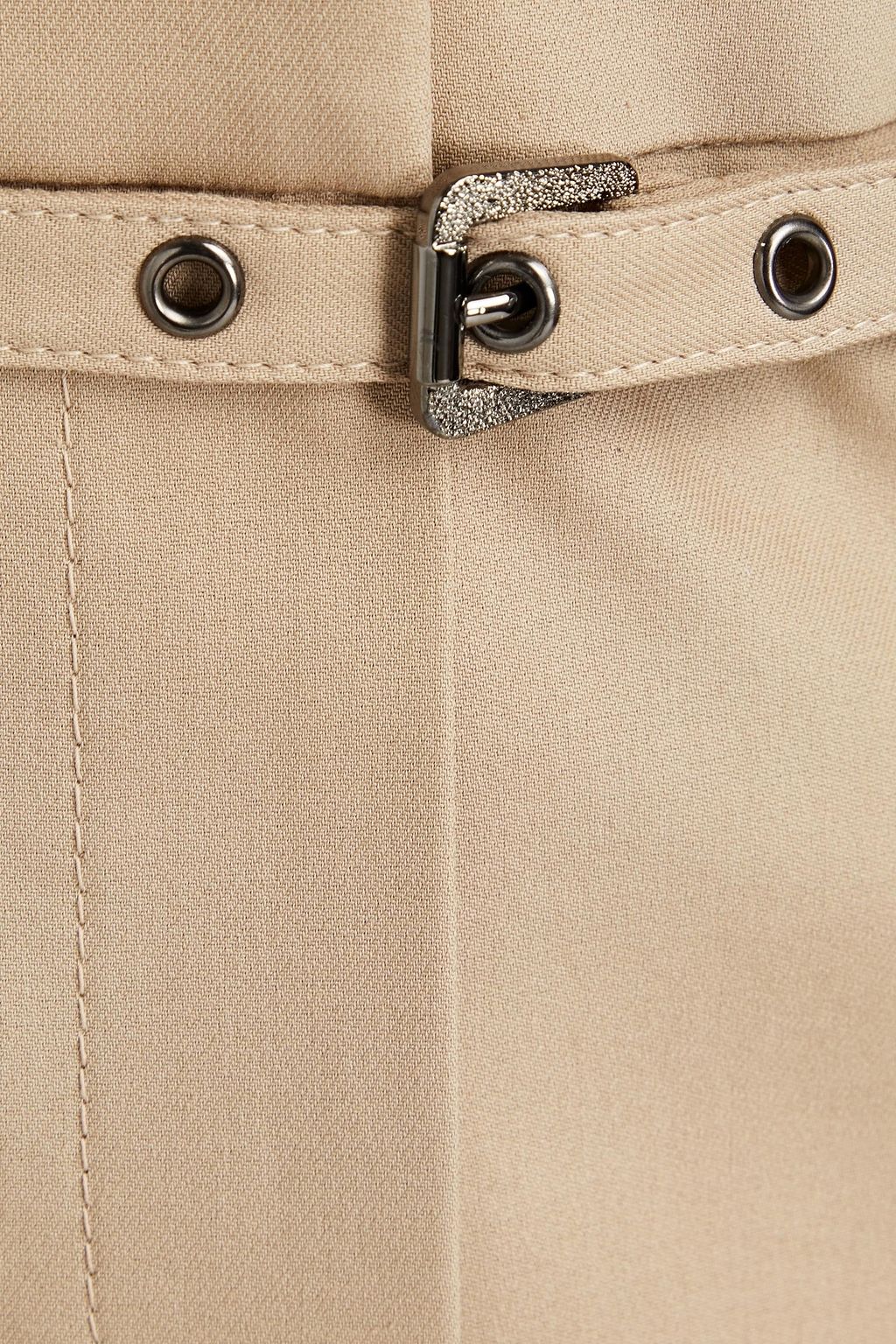 BRUNELLO CUCINELLI Bead-embellished belted cotton-blend twill tapered pants