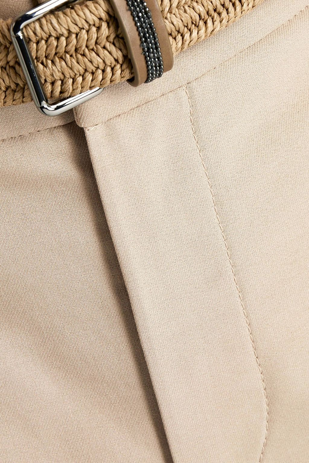 BRUNELLO CUCINELLI Belted cotton-blend twill tapered pants