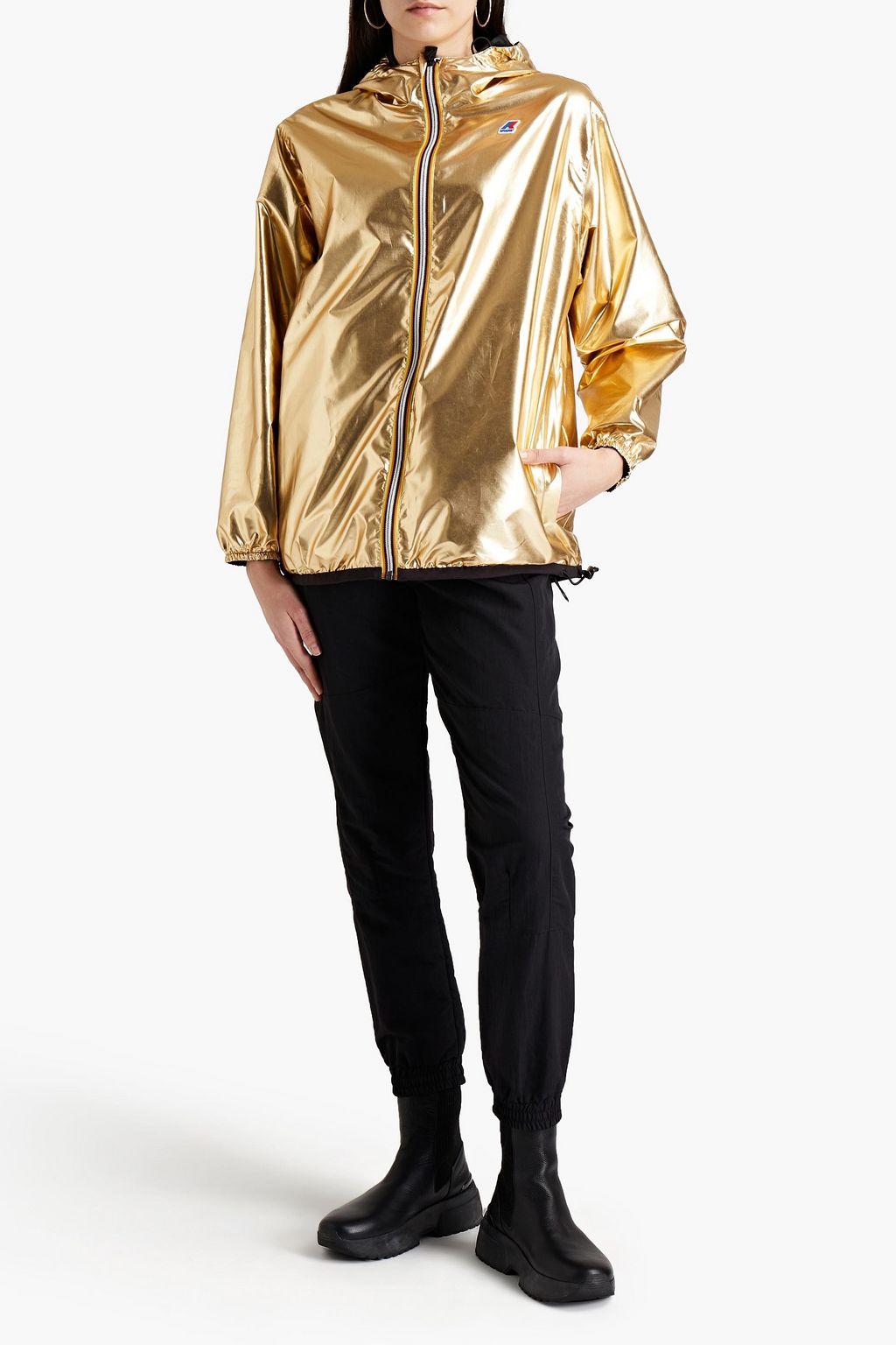 FENDI X K-WAY Reversible appliquéd metallic shell hooded track jacket