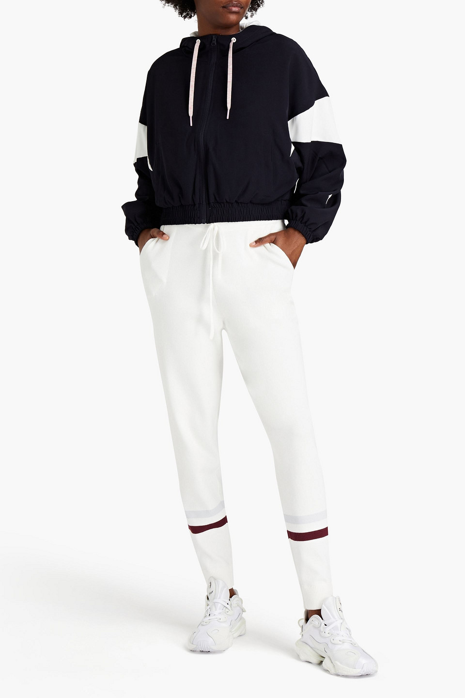 The Upside Micah Two-tone Shell Hooded Jacket In Navy