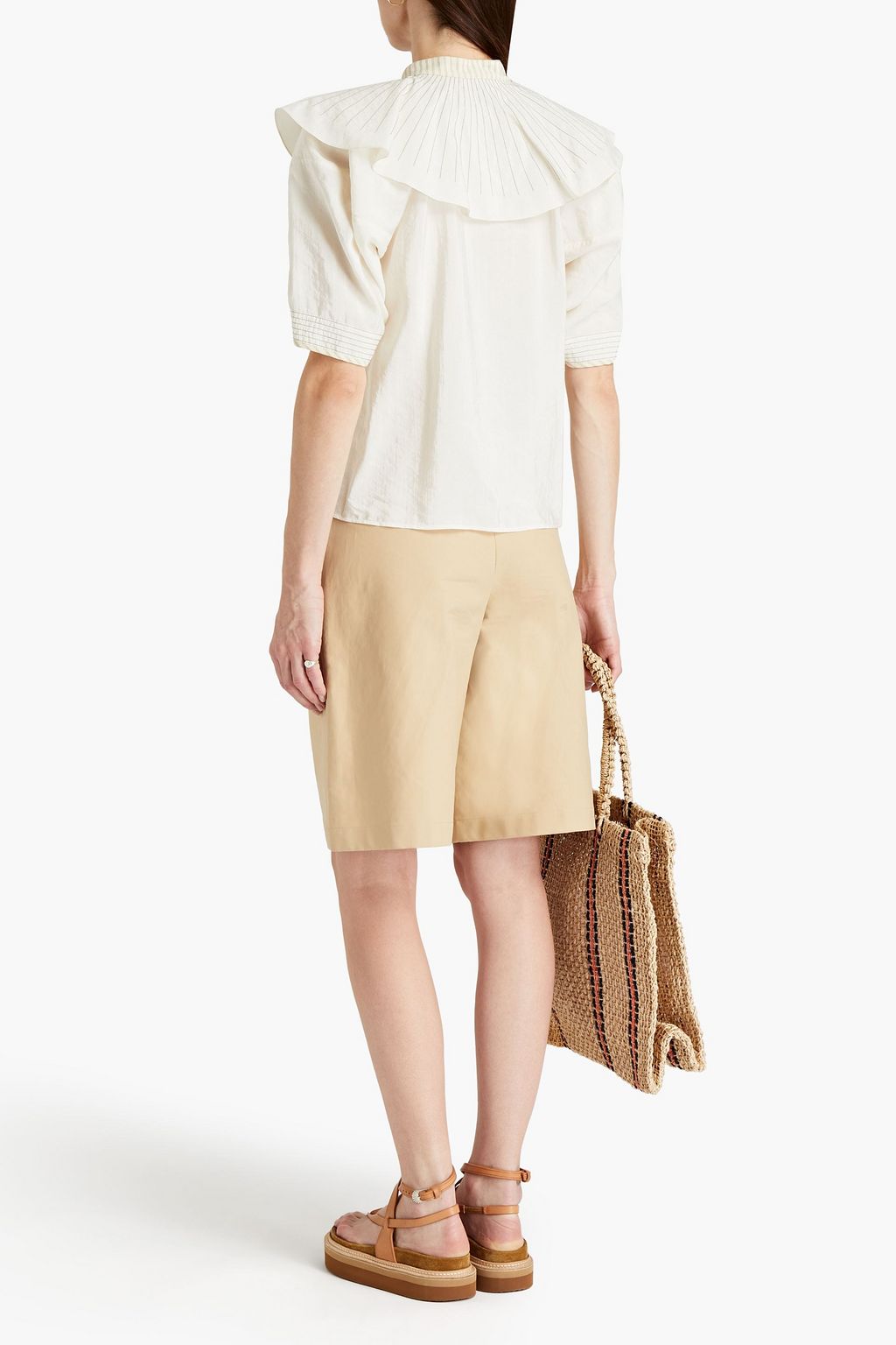 CHLOÉ Ruffled crinkled silk-blend blouse