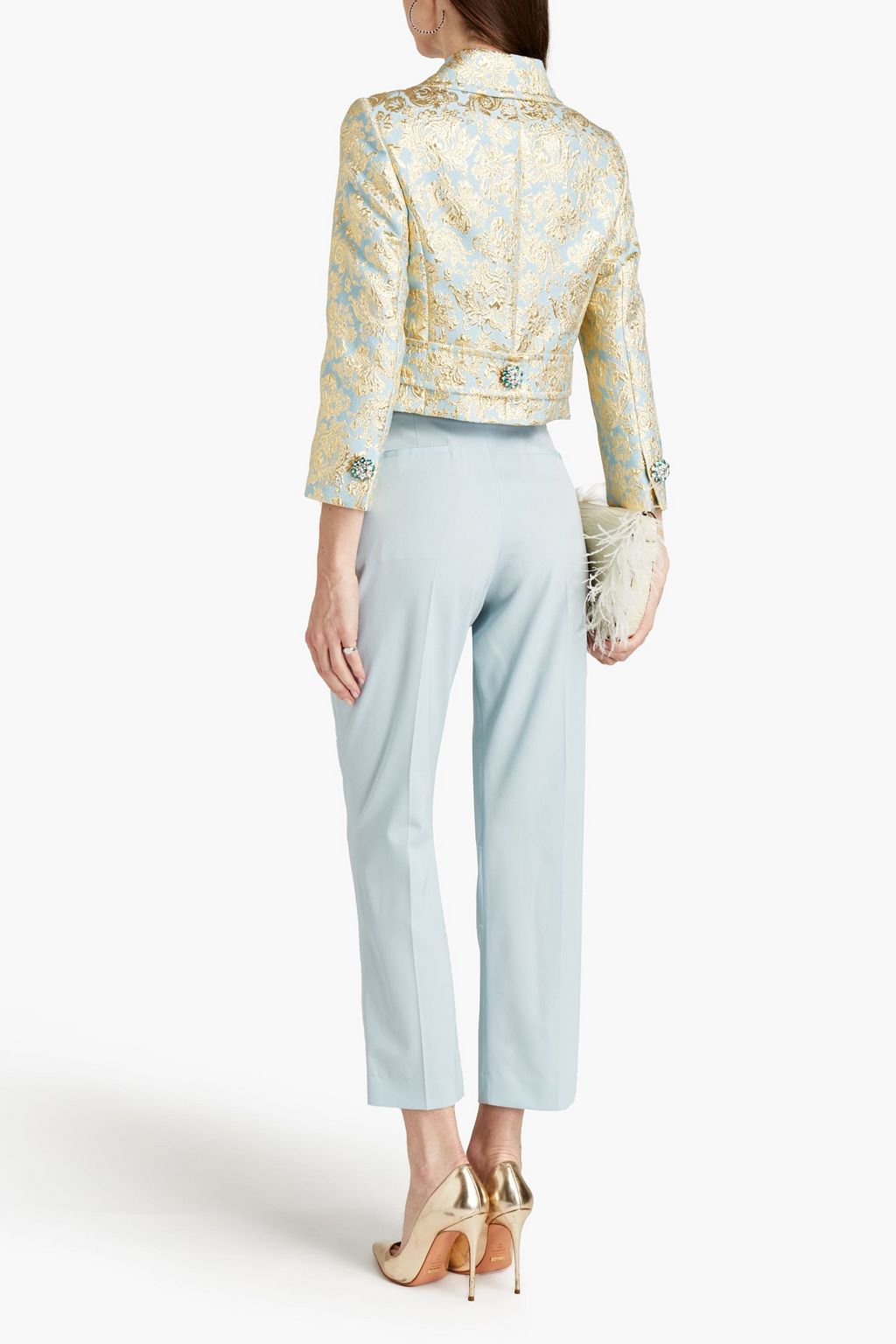 DOLCE&GABBANA Cropped embellished metallic brocade jacket
