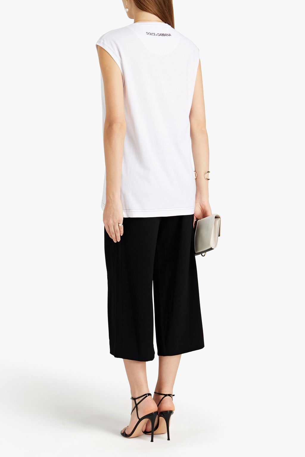 DOLCE&GABBANA Embroidered cotton-jersey top