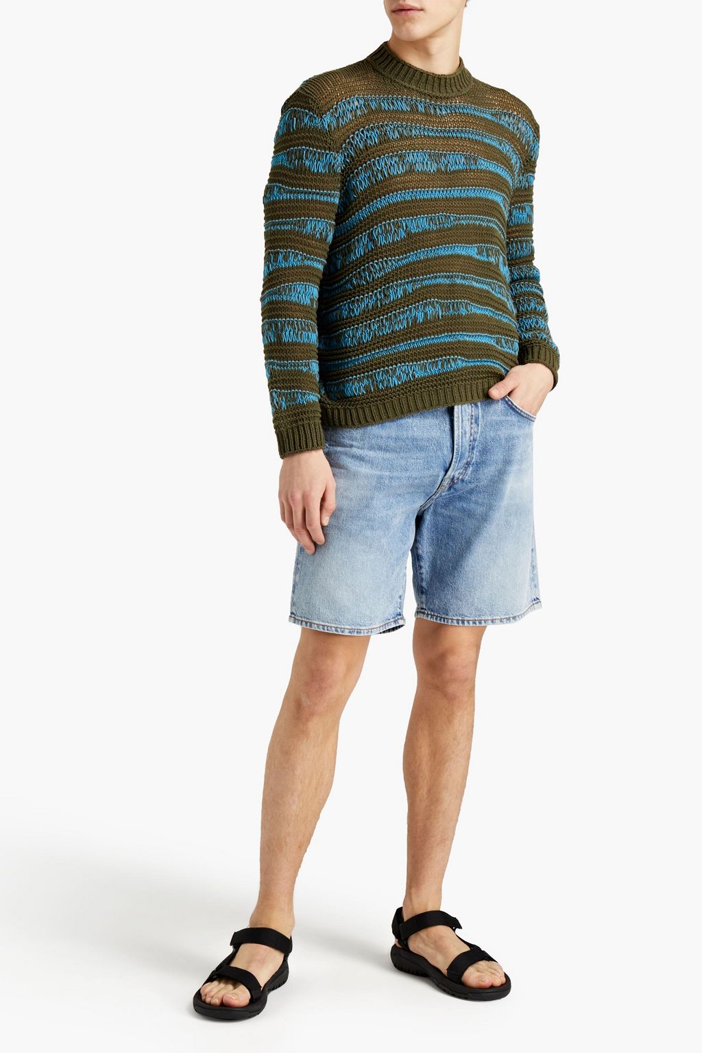 ACNE STUDIOS BLÅ KONST Distressed faded denim shorts