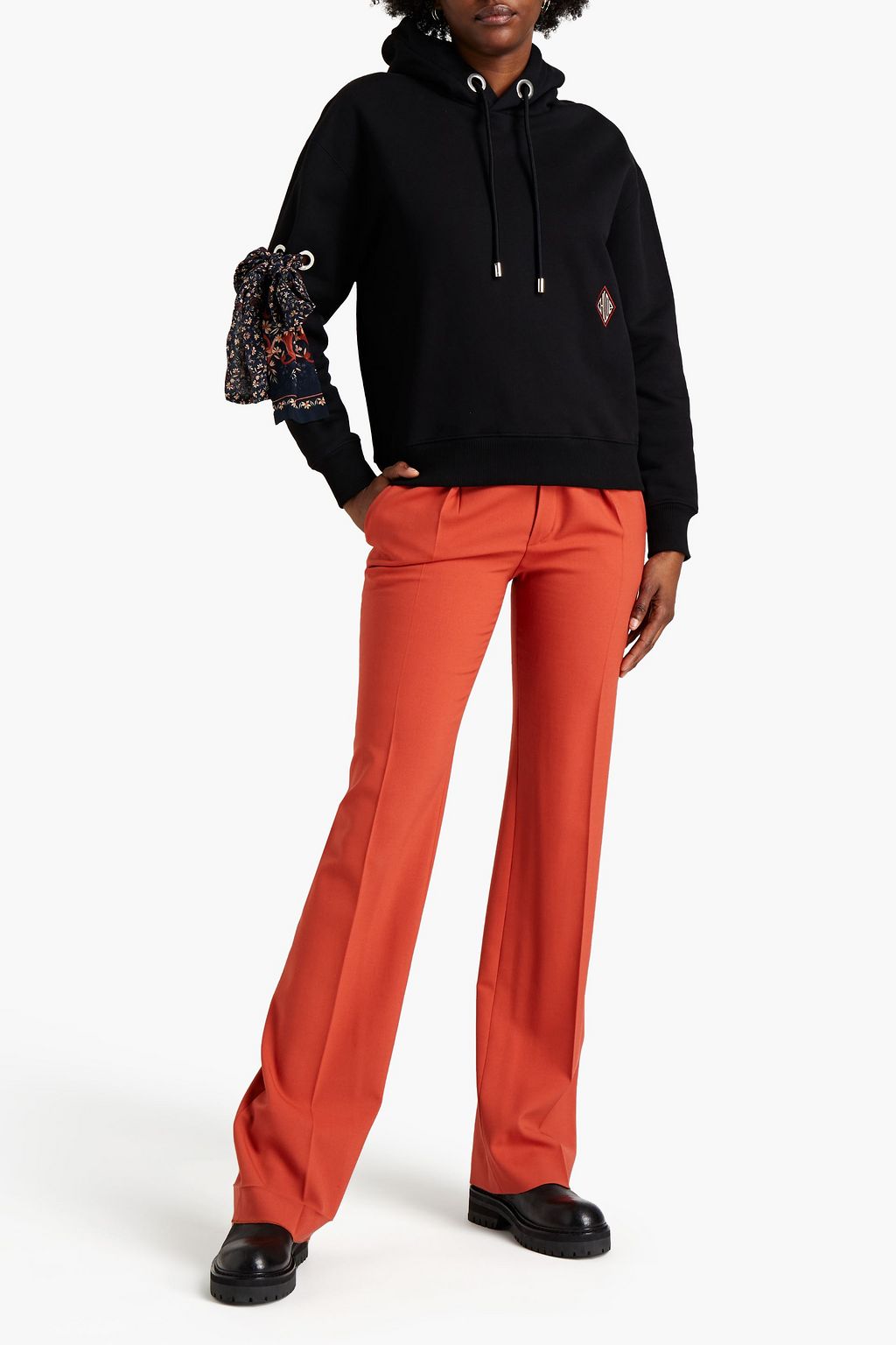 CHLOÉ Embellished French cotton-terry hoodie