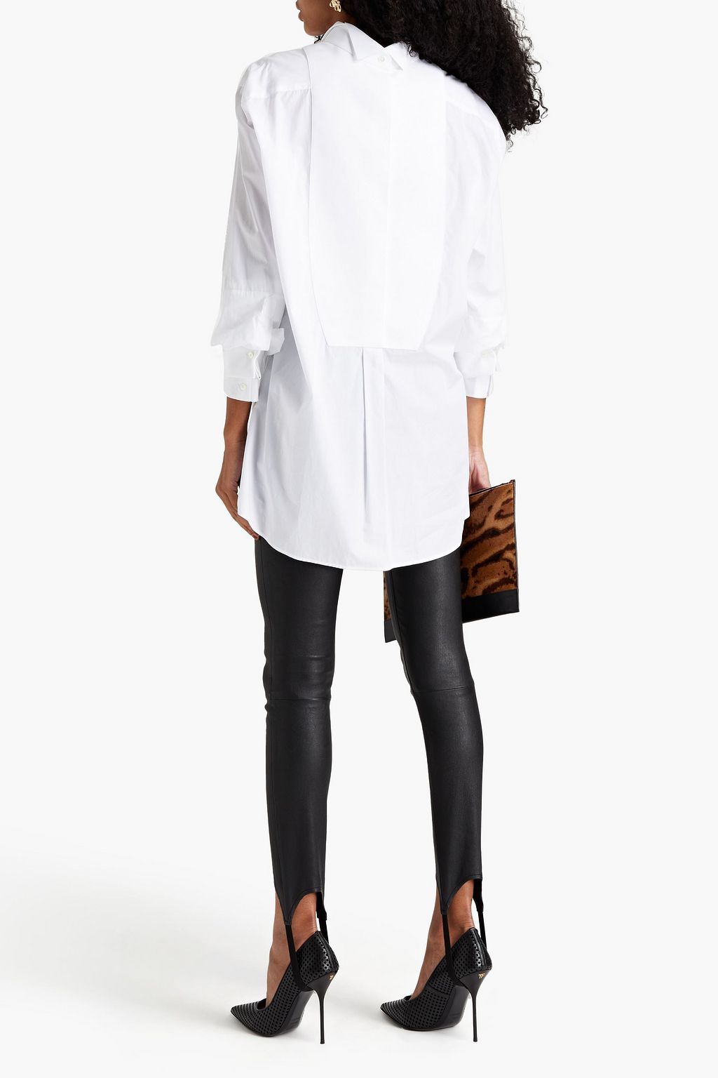 DOLCE&GABBANA Pleated cotton-piqué and poplin shirt