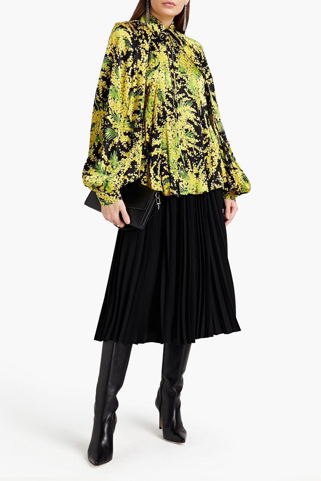 BALENCIAGA Pleated crepe midi skirt