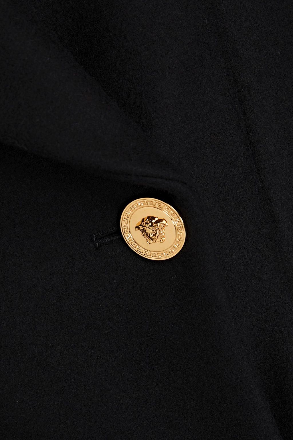 VERSACE Double-breasted embellished wool-felt coat