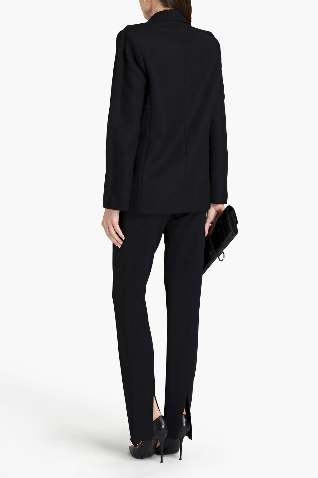 VERSACE Double-breasted embellished wool-felt coat