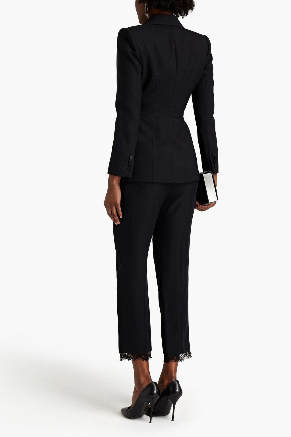 MCQUEEN Lace-paneled wool-blend crepe blazer