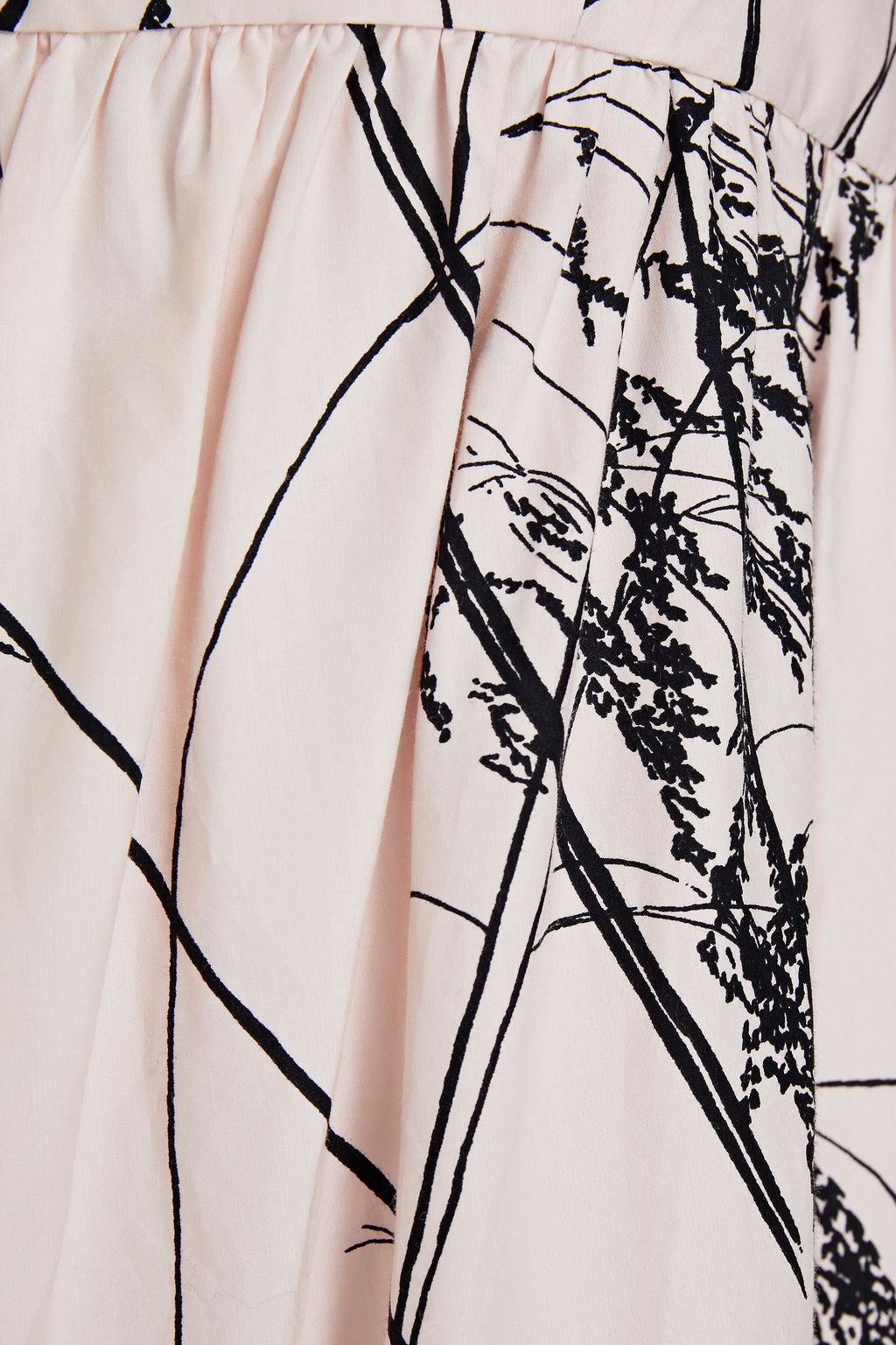 MCQUEEN Gathered printed cotton-poplin top
