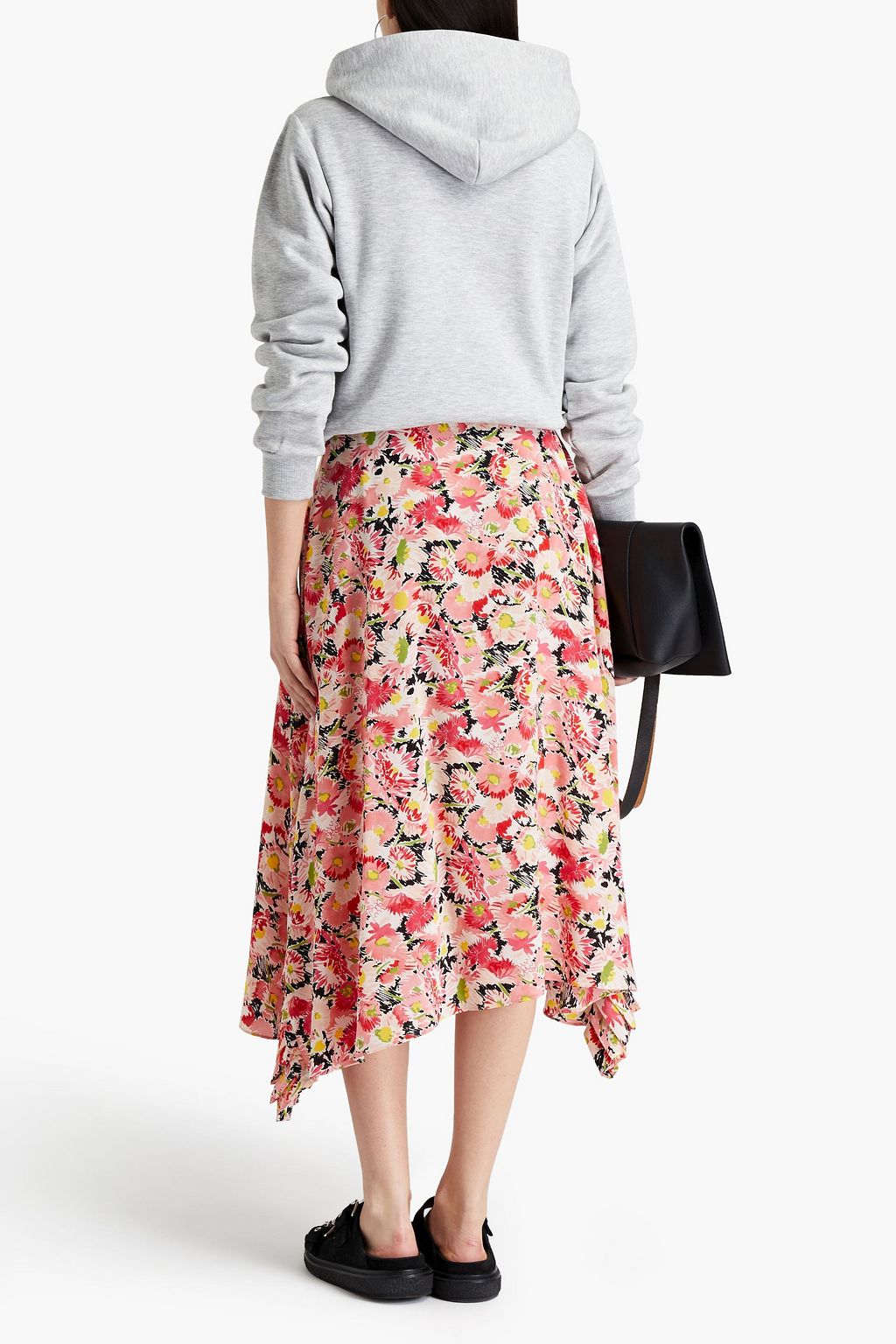 STELLA MCCARTNEY Floral-print silk crepe de chine midi skirt