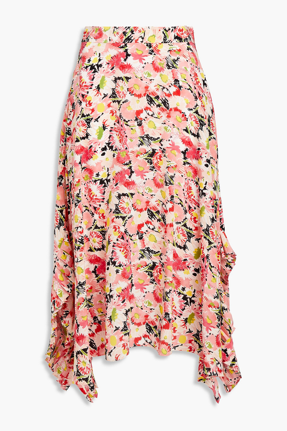 stella mccartney - floral-print silk crepe de chine midi skirt - pink - it 34