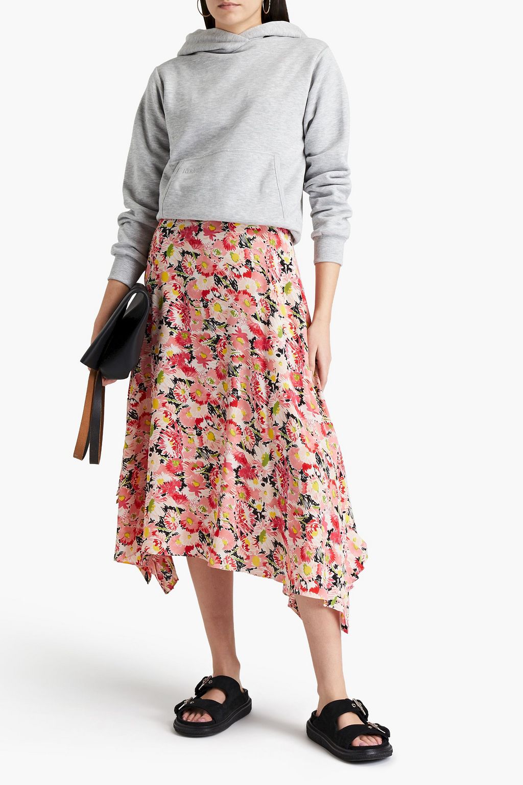 STELLA MCCARTNEY Floral-print silk crepe de chine midi skirt