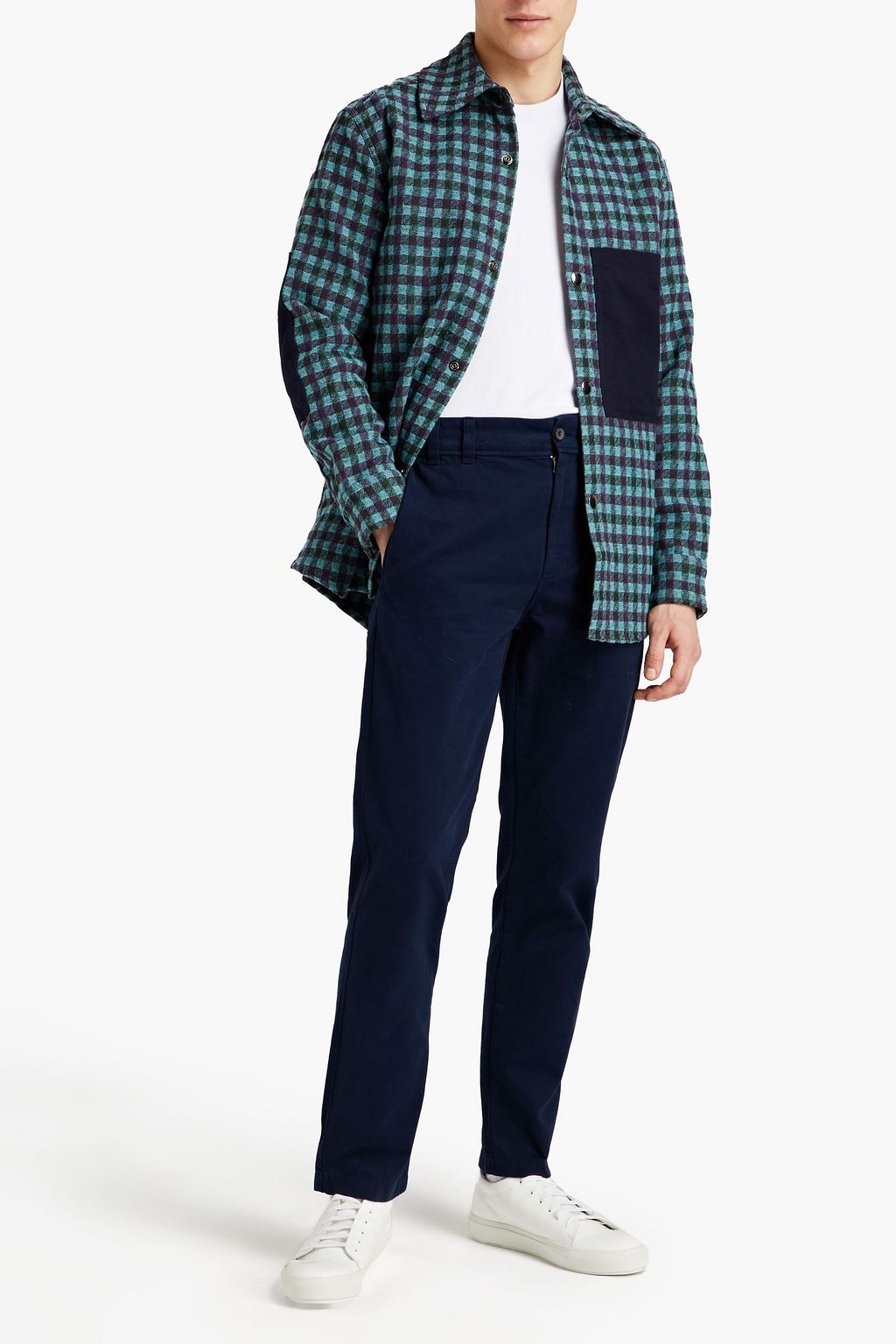 ACNE STUDIOS Twill-trimmed checked seersucker overshirt
