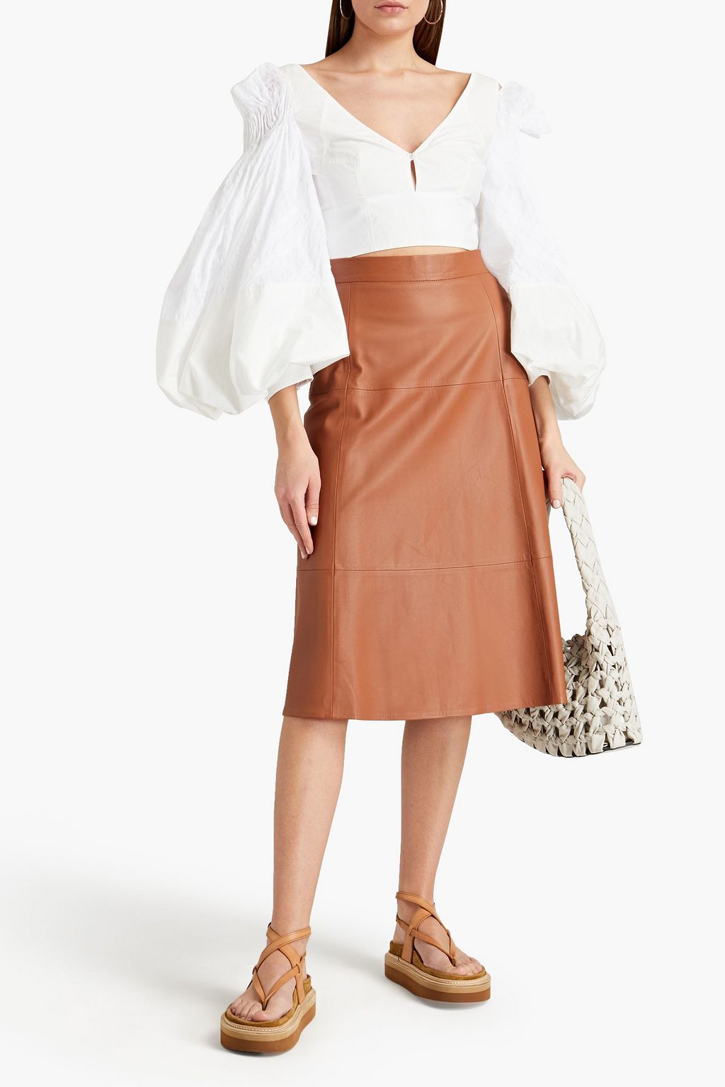 LOEWE Cropped cutout cotton-blend top