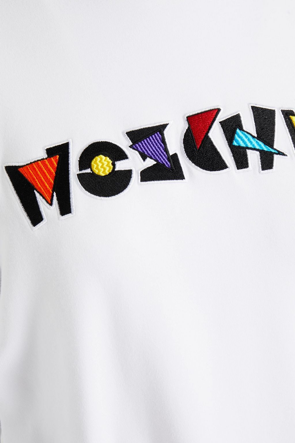MOSCHINO Embroidered two-tone stretch-cotton jersey hooded mini dress