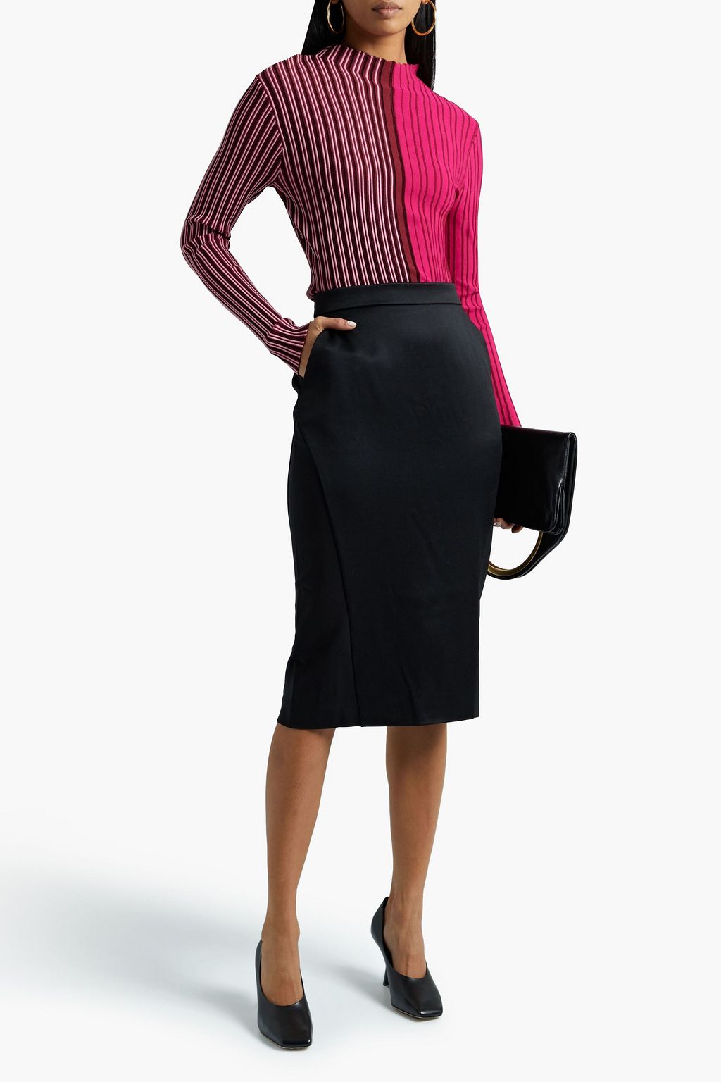 ALTUZARRA Ponte-paneled wool-crepe skirt