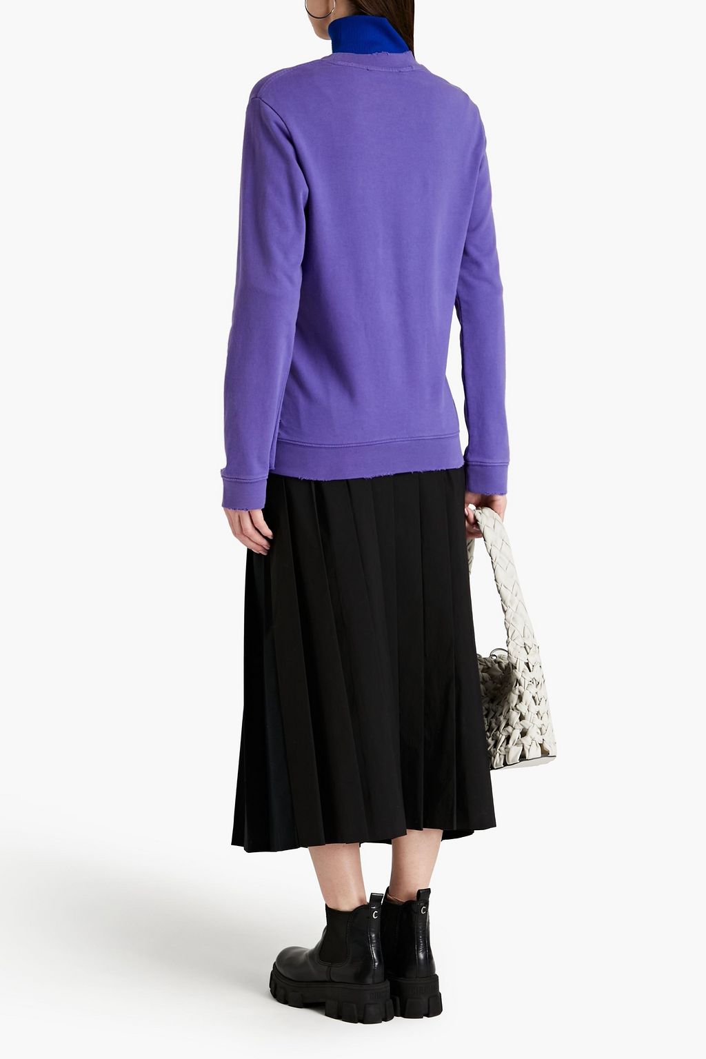 RAF SIMONS Appliquéd distressed French cotton-terry sweatshirt