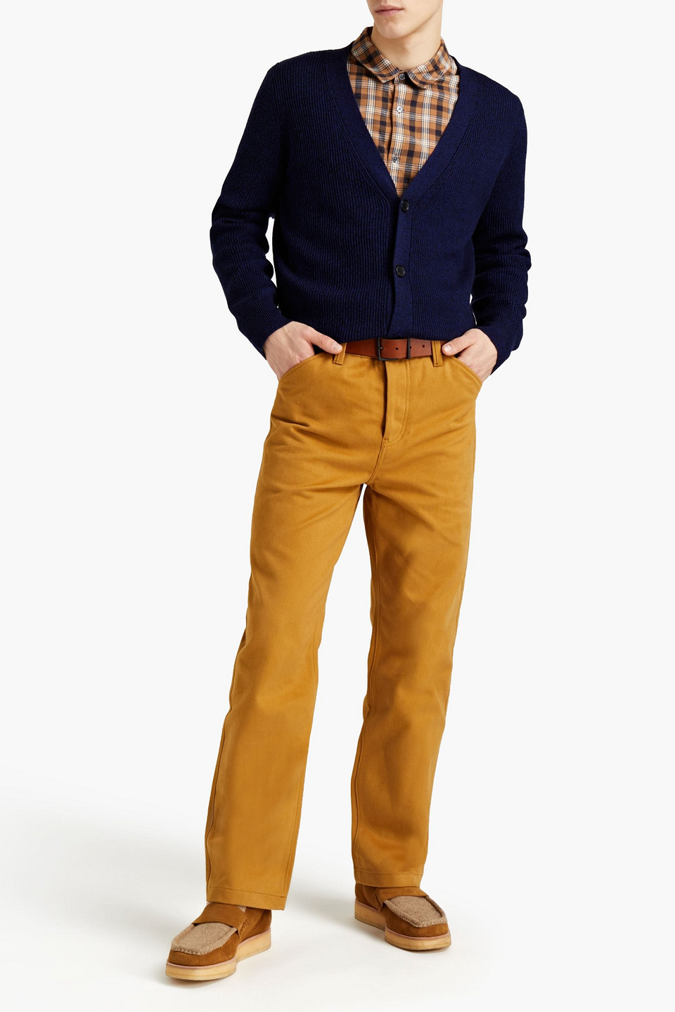 Acne Studios Man Brushed Cotton-twill Chinos In Brown