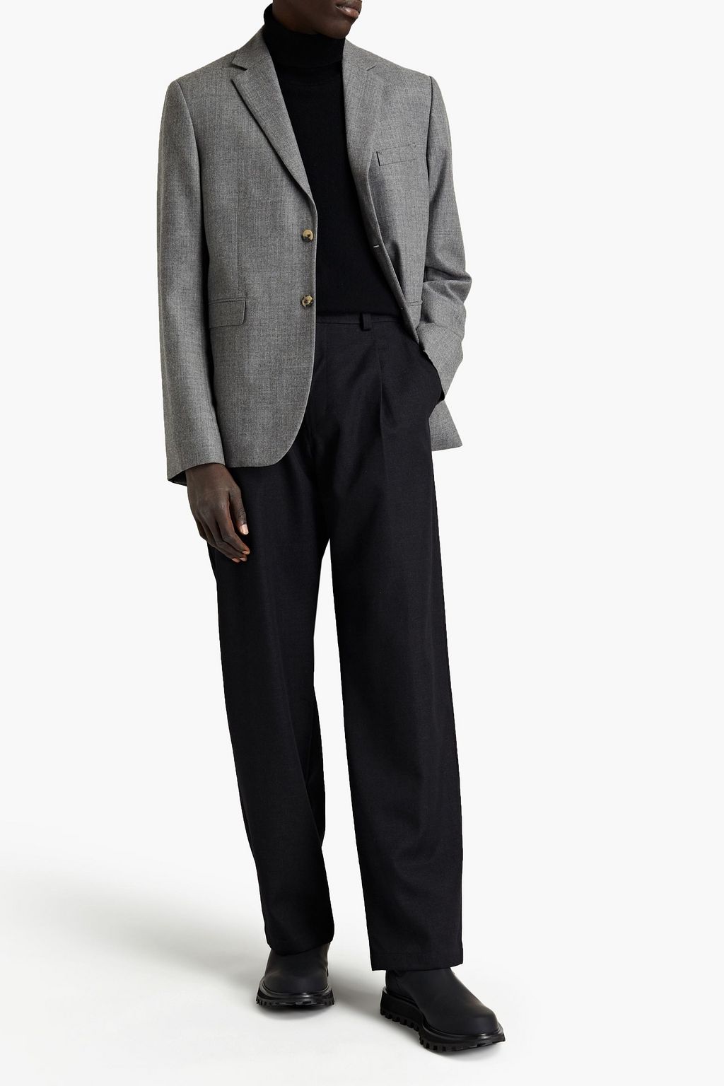 ACNE STUDIOS Pleated mélange wool-twill pants