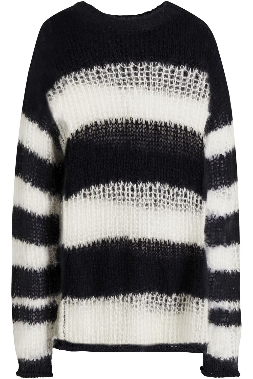 Kenzo - Oversized Striped Open-Knit Mohair-blend Sweater Black - S