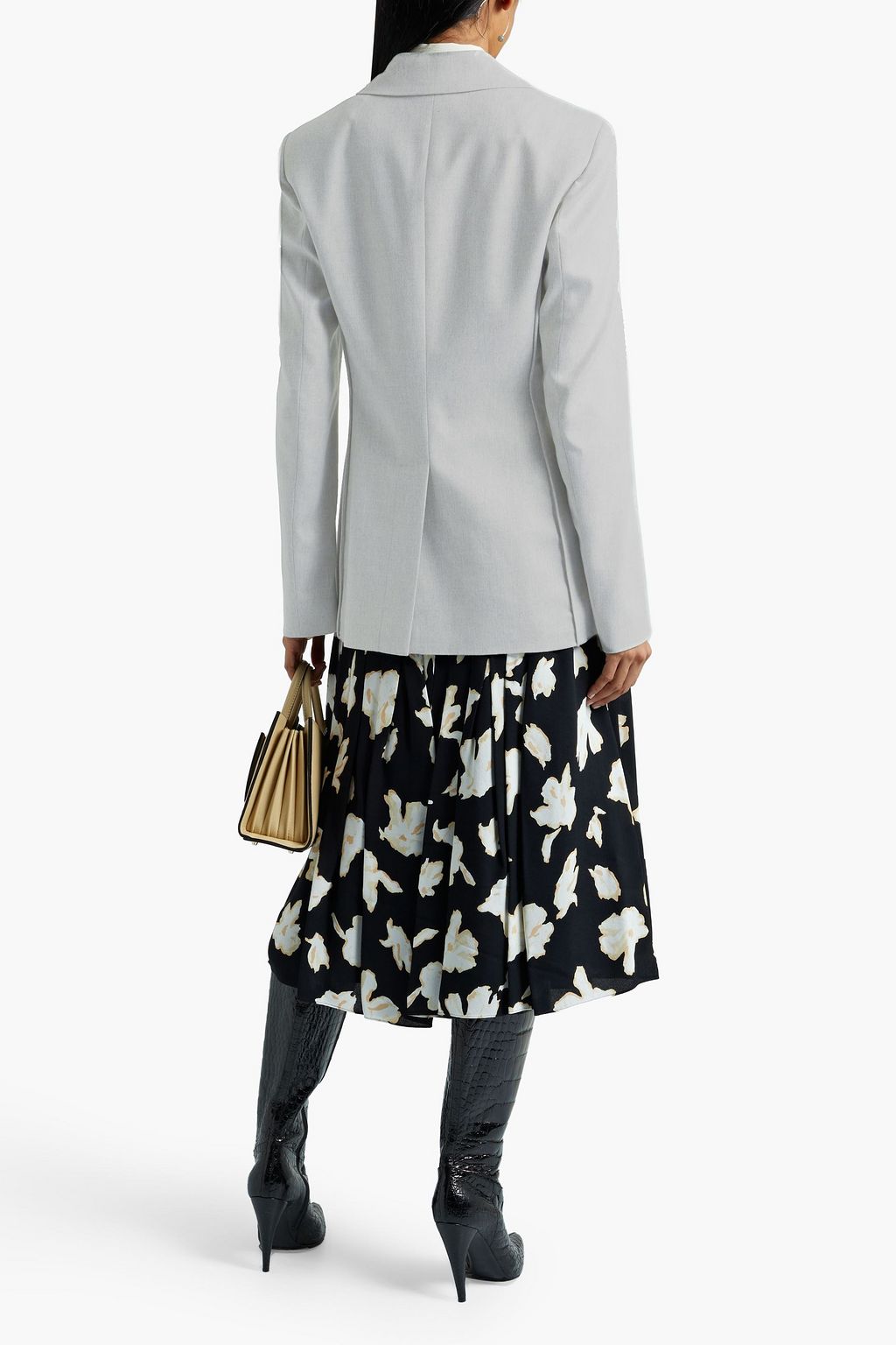 ALTUZARRA Pintucked mélange stretch-crepe blazer
