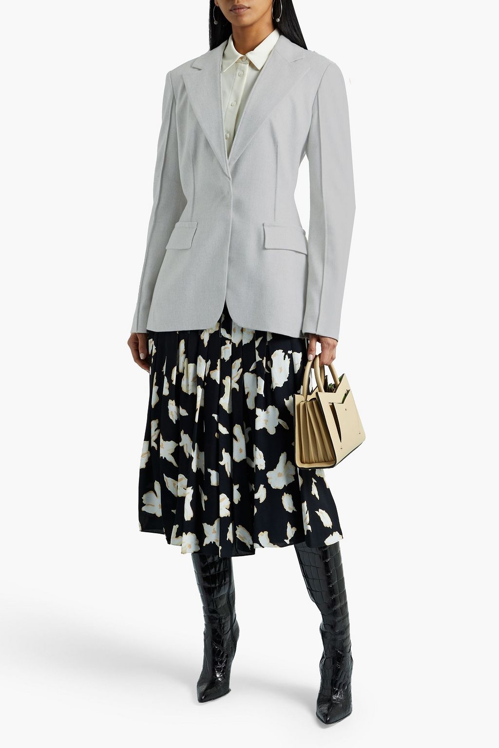 ALTUZARRA Pintucked mélange stretch-crepe blazer