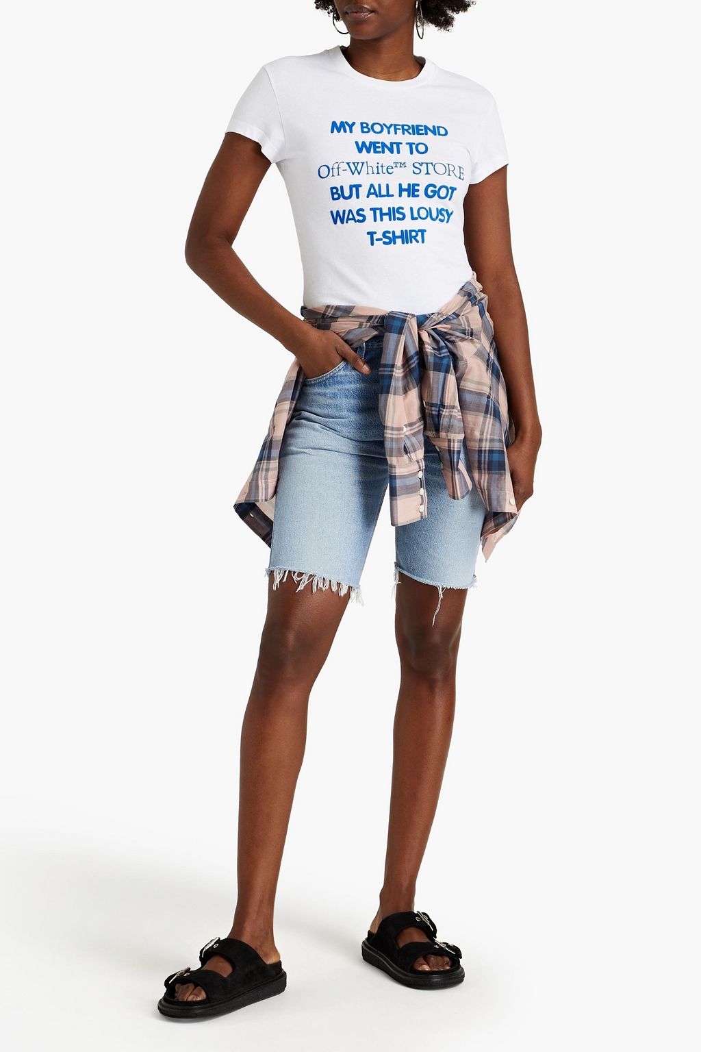 OFF-WHITE™ My Boyfriend flocked printed cotton T-shirt