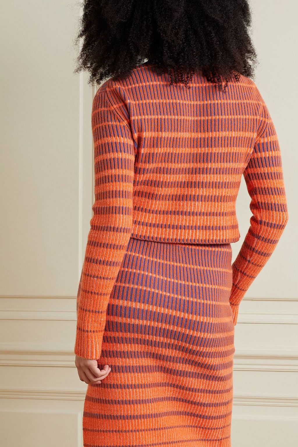 THE ELDER STATESMAN Striped ribbed cashmere-blend cardigan