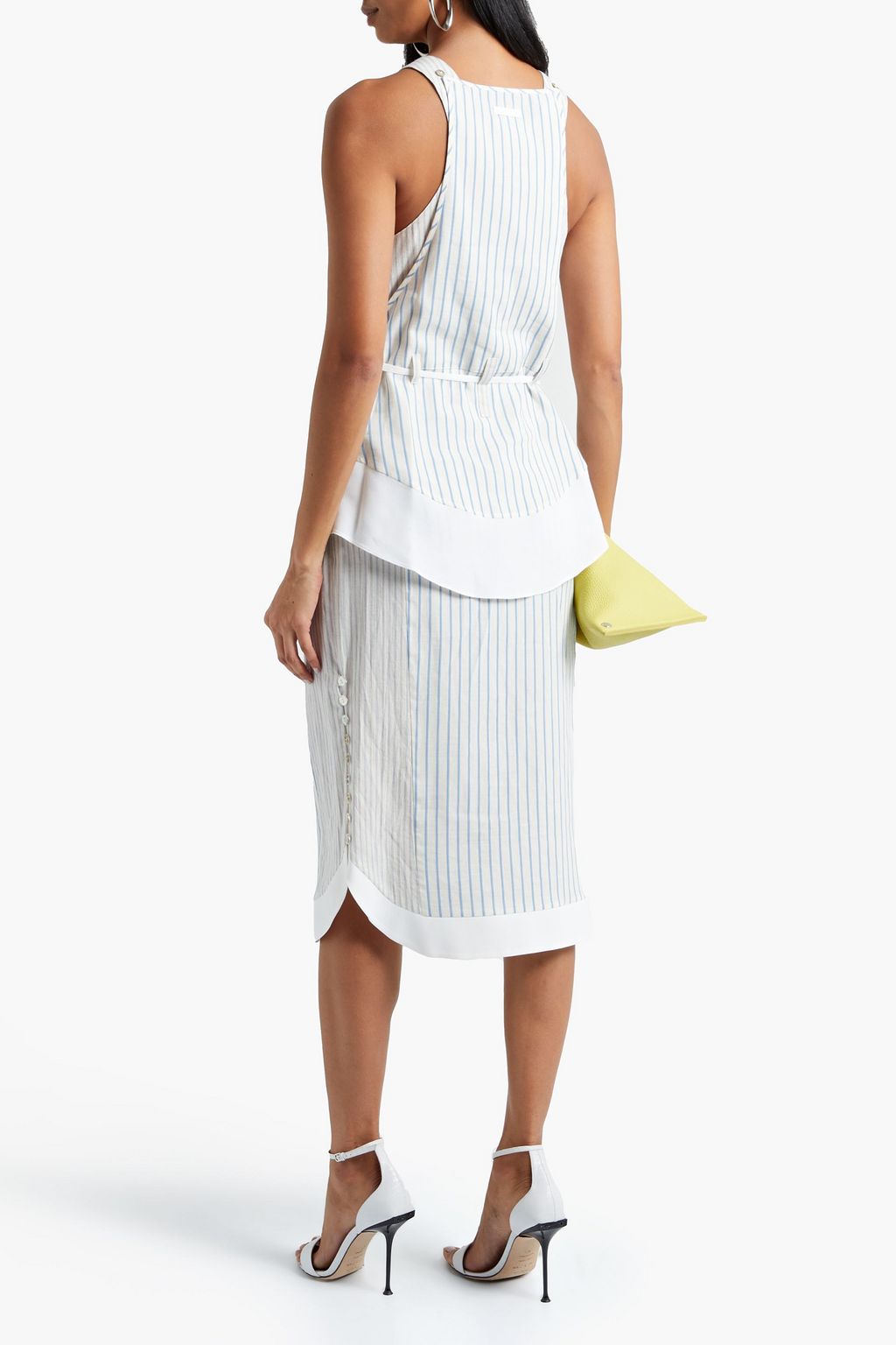 ALTUZARRA Layered striped cotton and linen-blend top