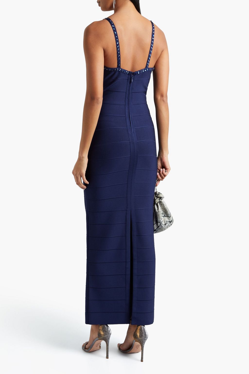 HERVÉ LÉGER Crystal-embellished bandage maxi dress