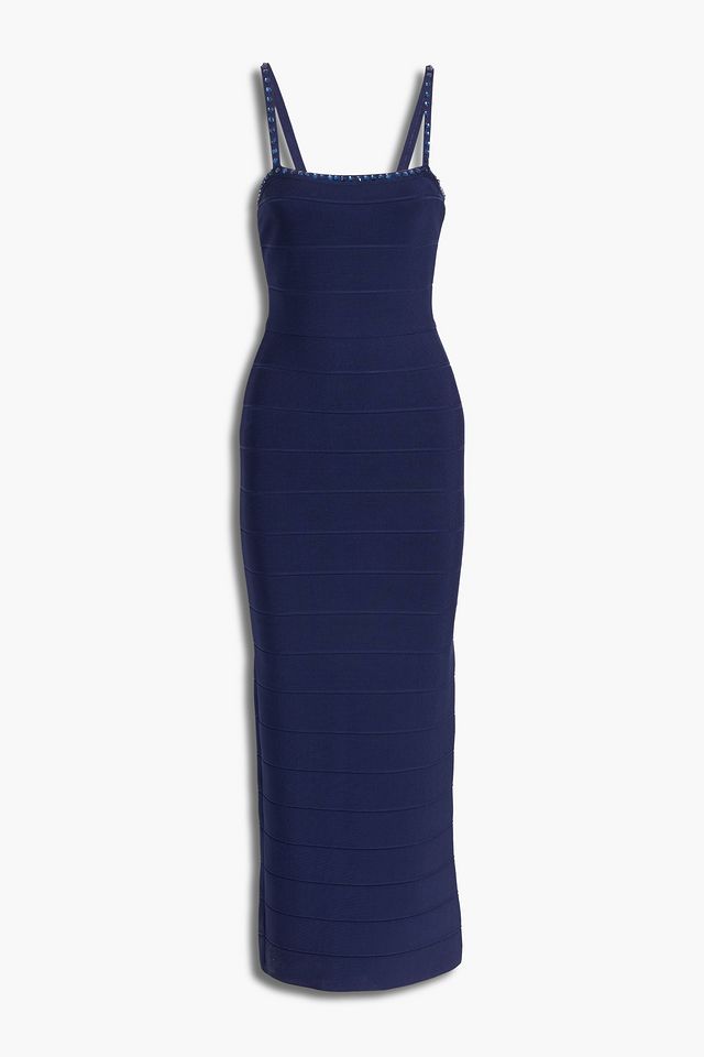 Crystal-embellished bandage maxi dress