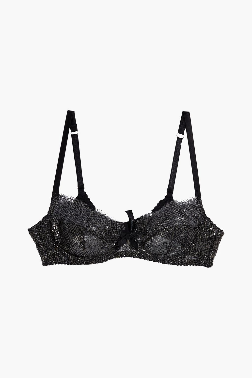 AGENT PROVOCATEUR Brianna embellished metallic coated corded lace  underwired bra